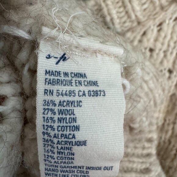 American Eagle Cabin Chic Small Soft Cream Wheat Wool Blend Scoop Neck S… - Picture 7 of 7